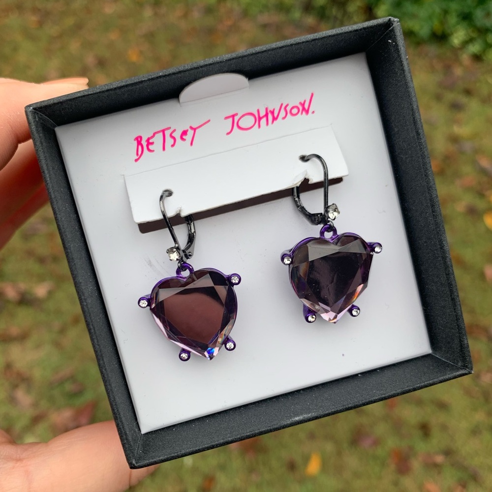 NWT Purple Glass Rhinestone Hearts - Picture 7 of 9